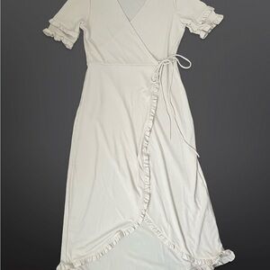 Topshop Cream Ruffle Wrap Dress Size 8.